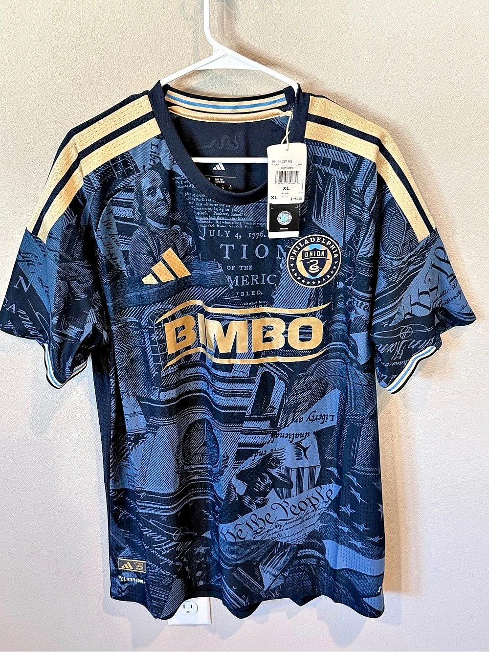adidas Philadelphia Union 2023/24 Away Jersey Soccer Jersey Blue & Gold XL. WOME